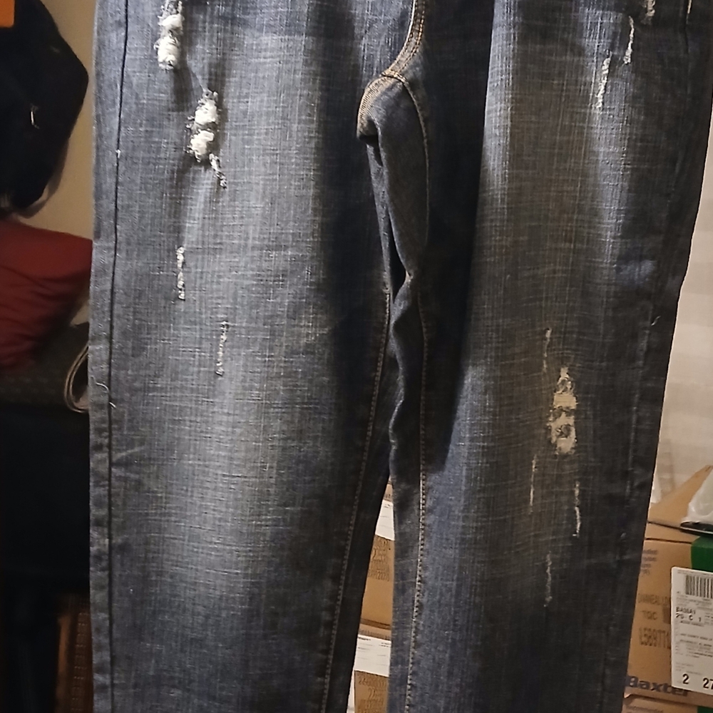 Lane Bryant Dark Gray Distressed Straight Leg Pants